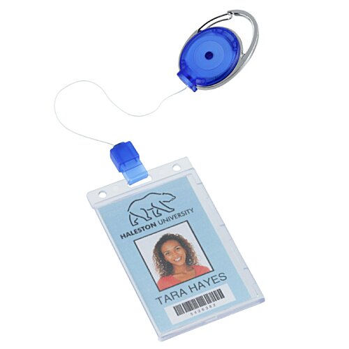 Additional Image 2 - a blue badge with a blue tape attached to it