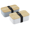 two rectangular containers with wooden lids