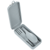 a plastic container with a spoon and fork