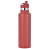 a red water bottle with a lid