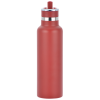 a red water bottle with a lid