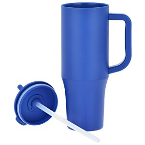 Additional Image 1 - a blue travel mug with a straw