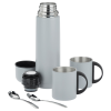 a group of coffee mugs and a thermos