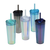 a group of plastic cups with straws