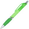 a green pen with a white cap