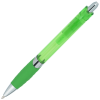 a green pen with a silver cap