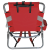 a red chair with black straps