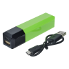 a green and black rectangular object with a black cord