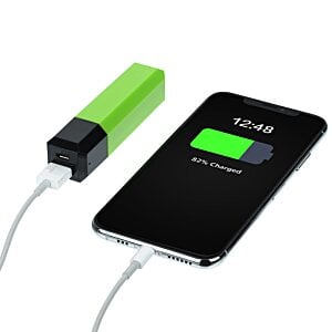 Additional Image 2 - a black cellphone with a green battery