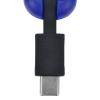 a close up of a blue and black usb cable