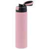 a pink and black water bottle