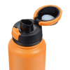 an orange and black water bottle