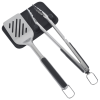 a spatula and tongs on a white background