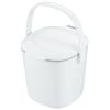 a white bucket with a handle