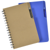 a notebook with a blue cover