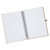 a white notebook with black lines