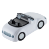 a white toy car with black wheels