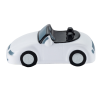 a white toy car with black wheels