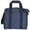 a blue bag with black straps