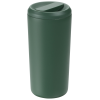 a green cylindrical container with a lid