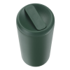 a green plastic cup with a lid