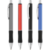 a group of pens with black caps