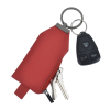 a red key chain with a black keychain