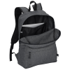 a grey backpack with a black strap