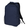 a blue backpack with a strap