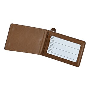 Additional Image 2 - a brown leather case with a white label