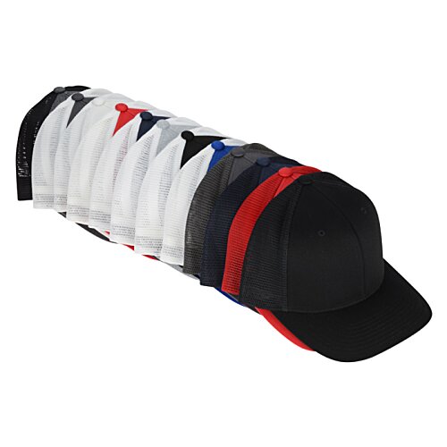 Additional Image 2 - a black hat with red and blue stripes
