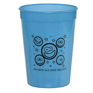 Additional Image 3 - a blue plastic cup with a black design
