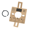 a brown piece of paper with a circle and a black circle