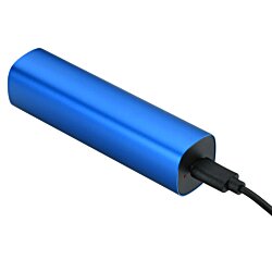 a blue object with a black cord