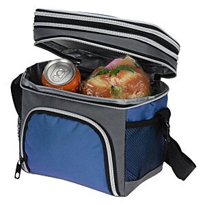 Additional Image 1 - a blue and black cooler bag with a ball inside
