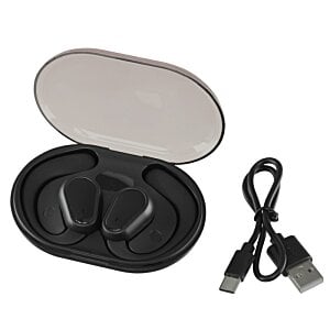 Additional Image 5 - a black and white earbuds in a case