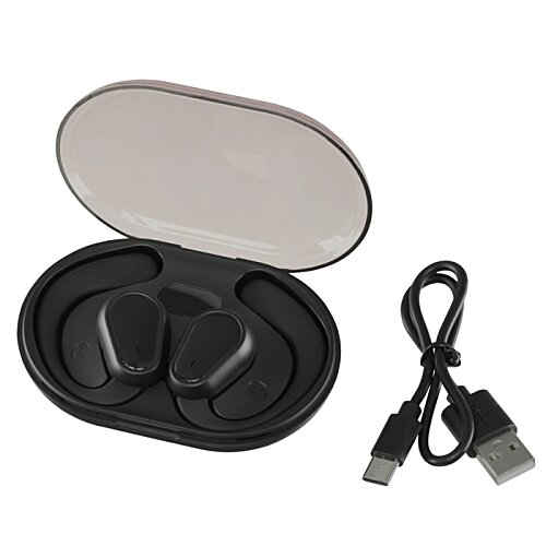 Additional Image 5 - a black and white earbuds in a case