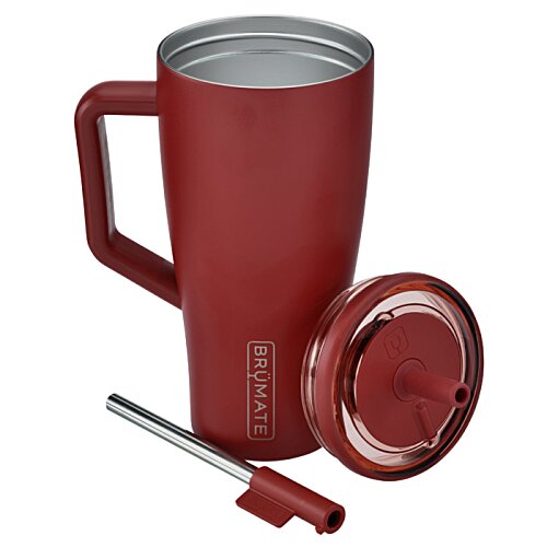 Additional Image 3 - a red coffee mug with a lid and a knife