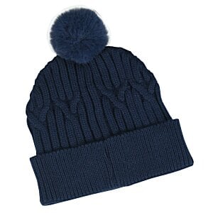 Additional Image 2 - a black knit hat with a pom
