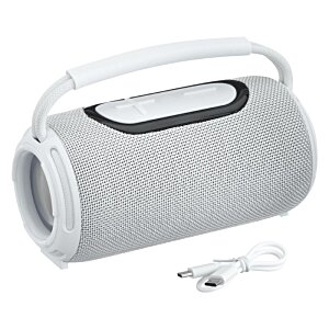 Additional Image 1 - a white speaker with a black handle