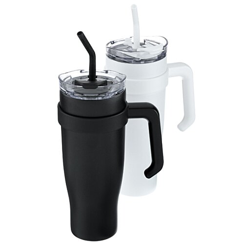 Additional Image 4 - a black and white mugs with straws