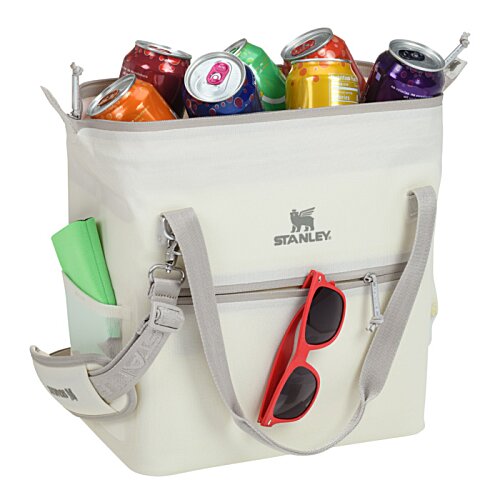 Additional Image 3 - a white cooler with a strap and a pair of sunglasses