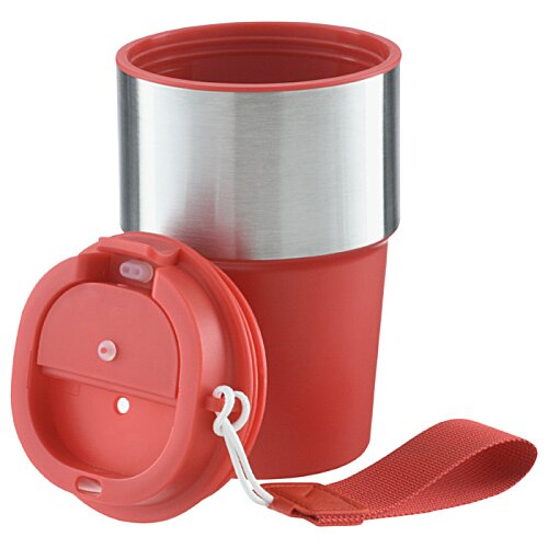 Additional Image 4 - a red and silver cup with a red lid