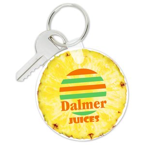 Additional Image 1 - a key chain with a yellow circle with a red and green striped design
