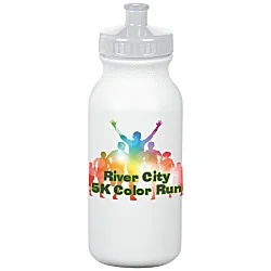 Full Colour Sport Bottle with Push Pull Cap - 20 oz. - White