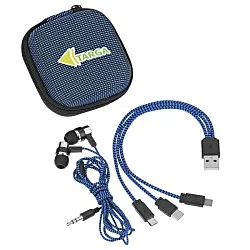 Textured 3-in-1 Charging Cable Set with Ear Buds