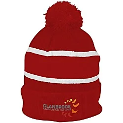 Striped Pom Pom Cuffed Toque - 24 hr