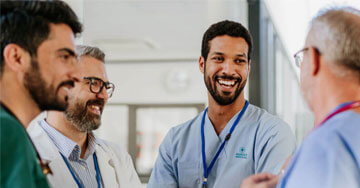 Team of medical staff talking at the hospital