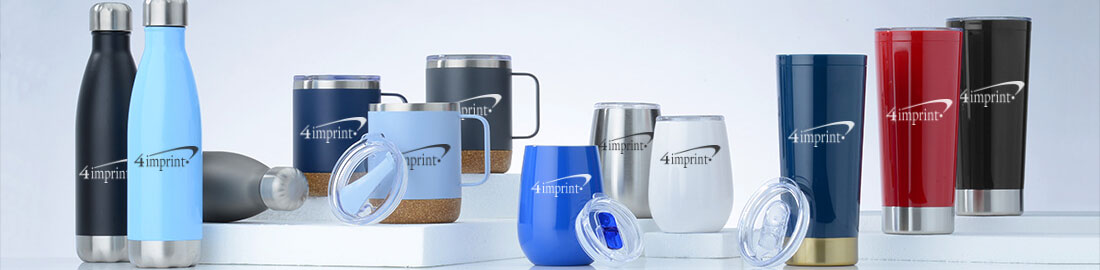 Promotional Drinkware that include wine tumblers, water bottles and mugs