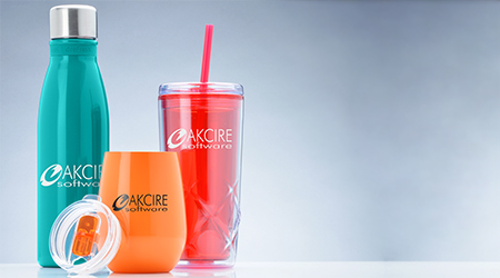 Promotional drinkware products that include aluminium water bottle, wine tumbler and acrylic cups with straw